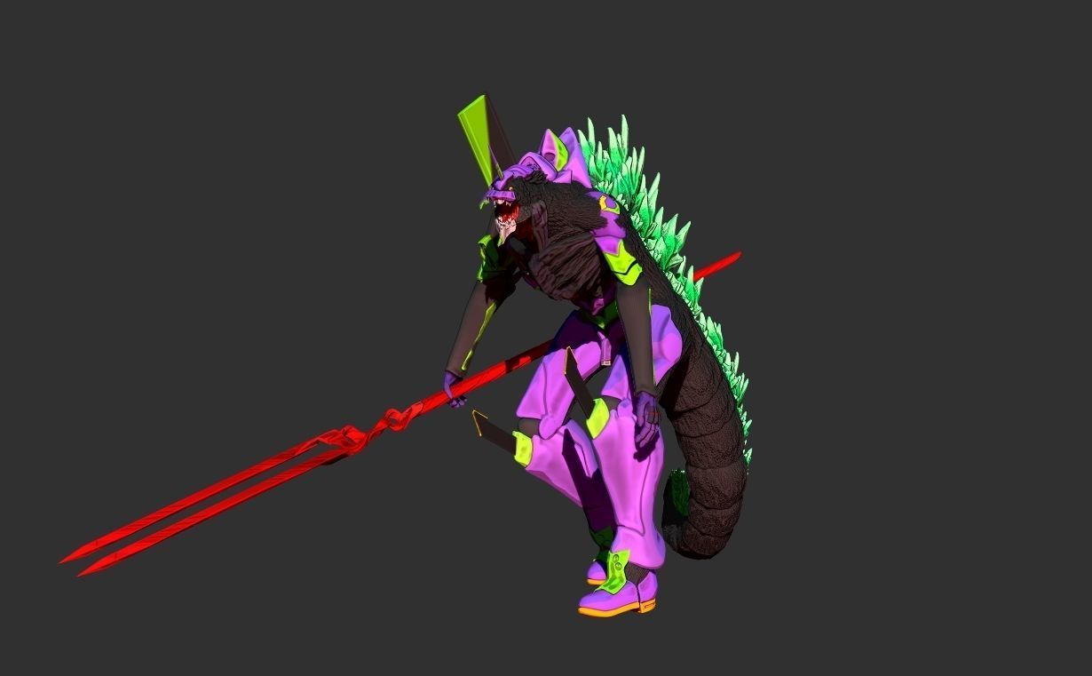 Godzilla x evagelion 3dprint figure 3D print model_2