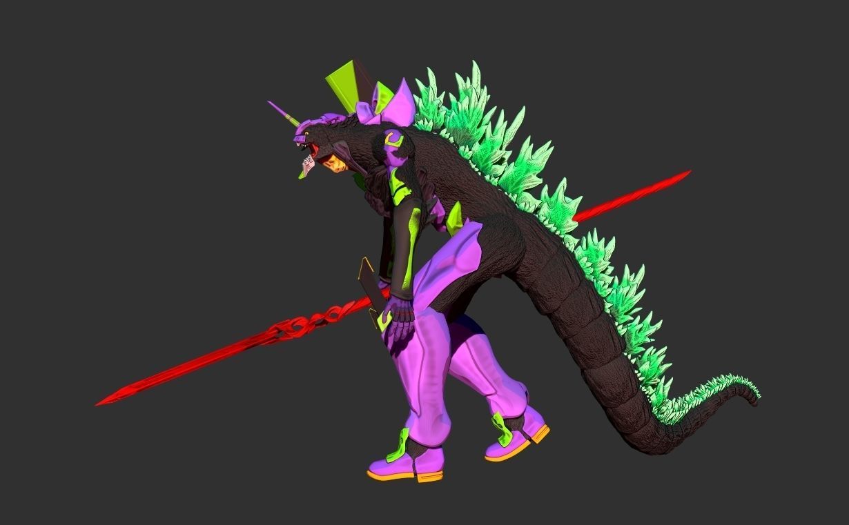 Godzilla x evagelion 3dprint figure 3D print model_4