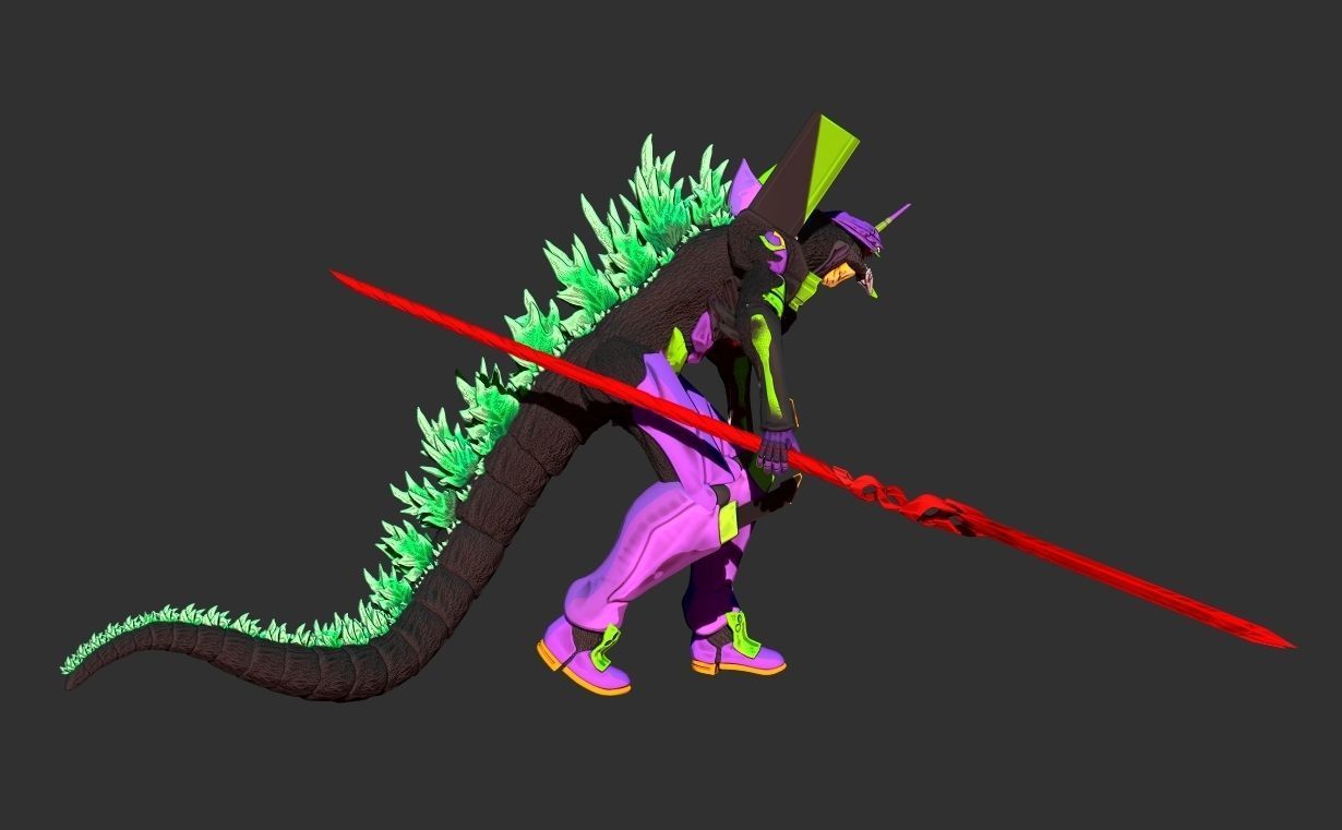 Godzilla x evagelion 3dprint figure 3D print model_3