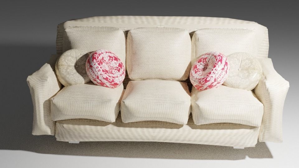 White classic Sofa Free 3D model_1