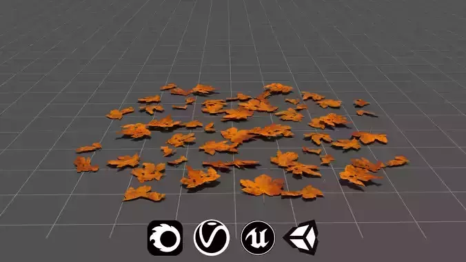 Realistic Dead-Dry Leaves - High Quality Low-Poly Models Low-poly 3D model