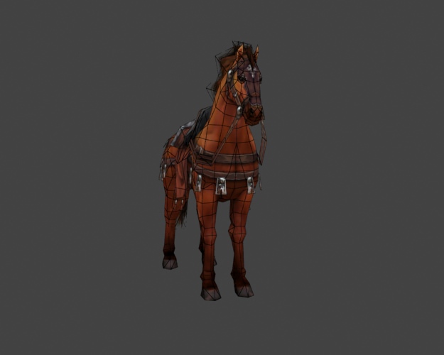Horse world of warcraft Low-poly 3D model_4