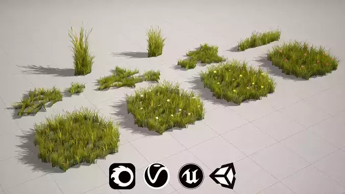Realistic Grass - High Quality Low-Poly Models Low-poly 3D model