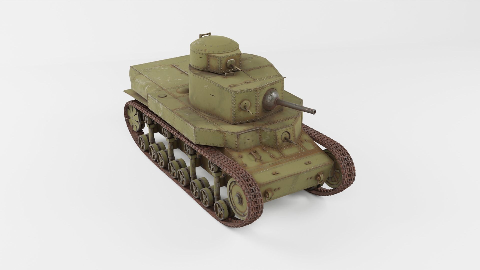 T-24 Soviet Medium Tank PBR Low-poly 3D model_4