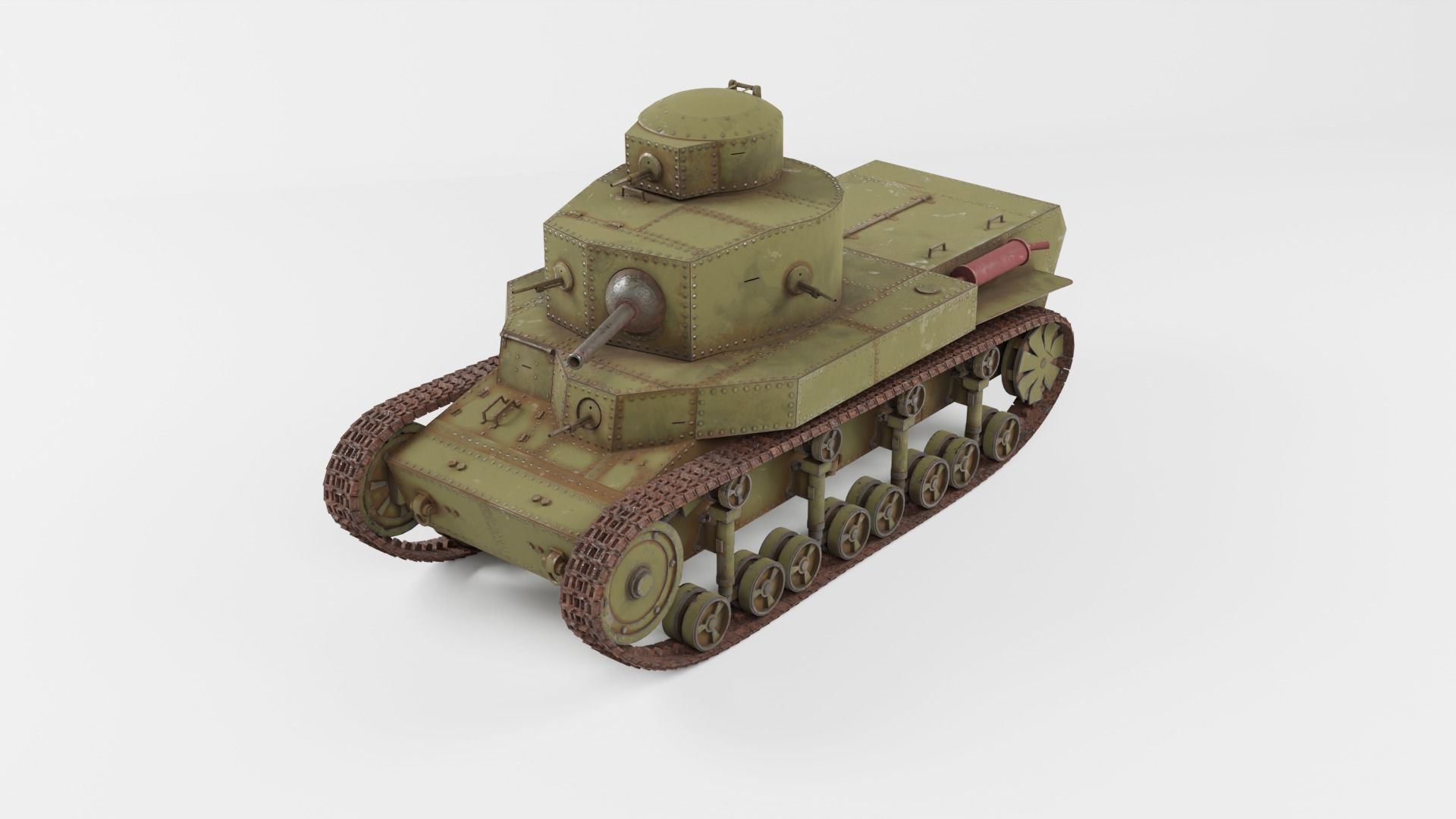 T-24 Soviet Medium Tank PBR Low-poly 3D model_5