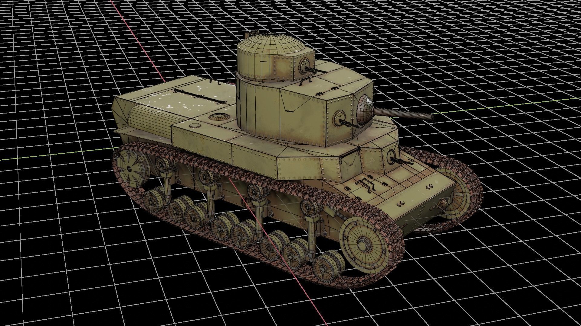 T-24 Soviet Medium Tank PBR Low-poly 3D model_10