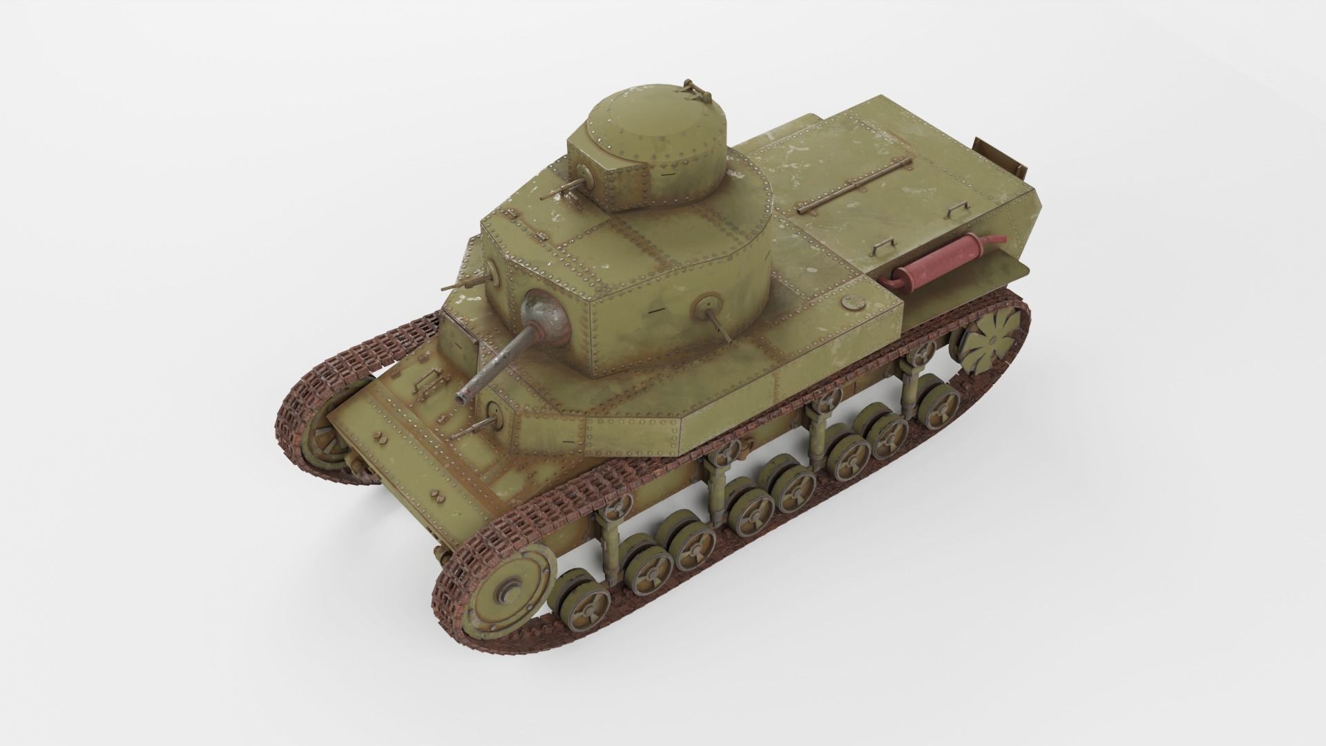 T-24 Soviet Medium Tank PBR Low-poly 3D model_8