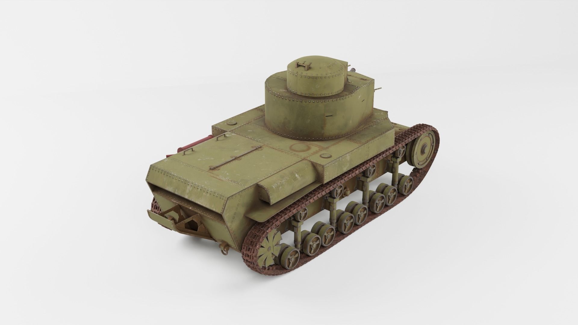 T-24 Soviet Medium Tank PBR Low-poly 3D model_2