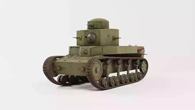 T-24 Soviet Medium Tank PBR Low-poly 3D model