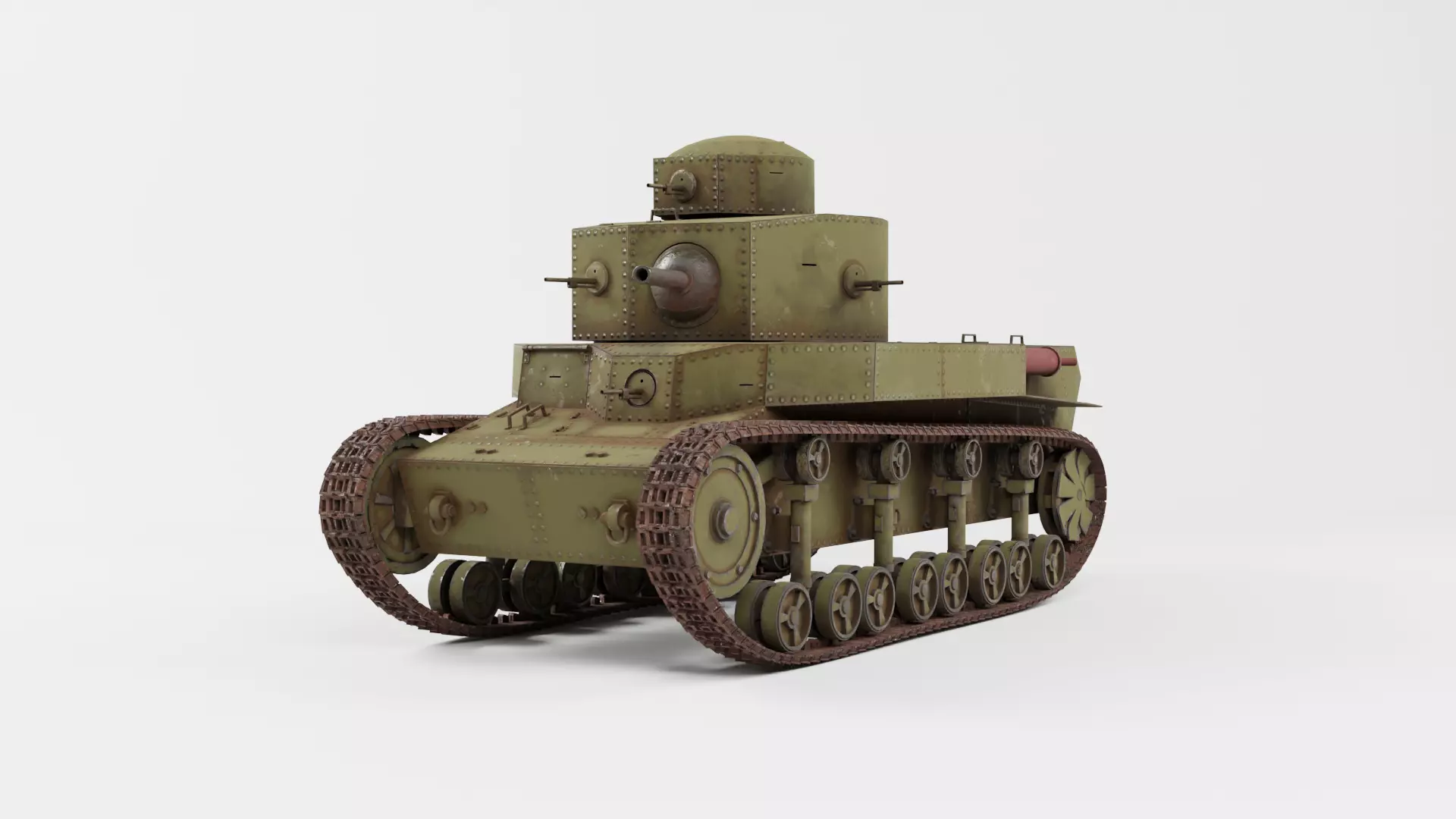 T-24 Soviet Medium Tank PBR Low-poly 3D model_0