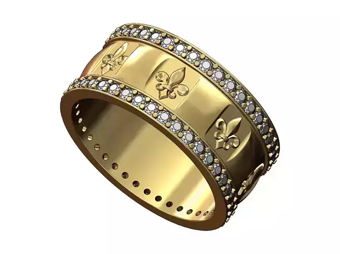 Diamond lys flower motif band US sizes 6 7 8