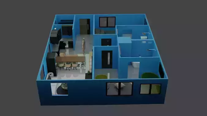 the house apartment with floor plan
