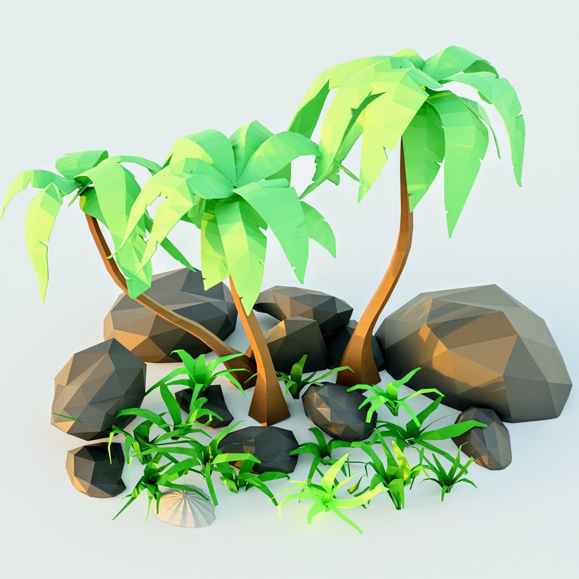 low poly seasonal trees plants and rocks of different biomes Free low-poly 3D model_3