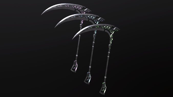 Sci-Fi Scythe - Game Asset for VR AR Games Renders Low-poly 3D model