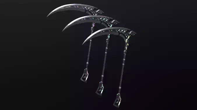 Sci-Fi Scythe - Game Asset for VR AR Games Renders Low-poly 3D model