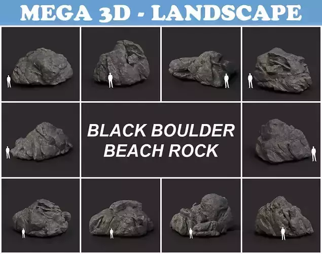 Black Boulder Beach Rock Collection 210731