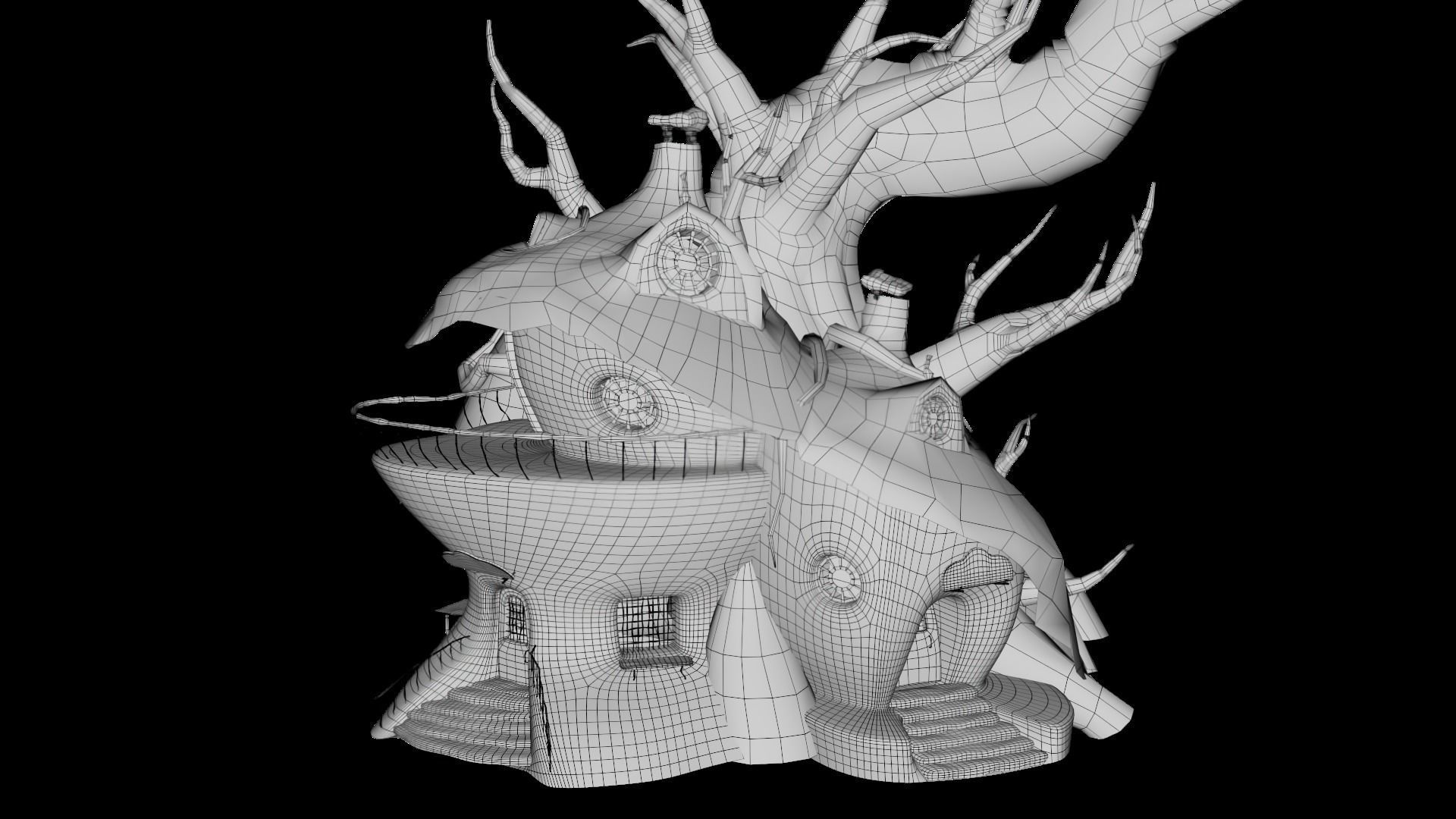 Cartoon Treehouse Low-poly 3D model_5