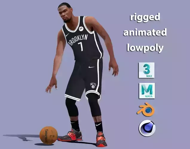 3D Rigged Kevin Durant NBA Low-poly 3D model
