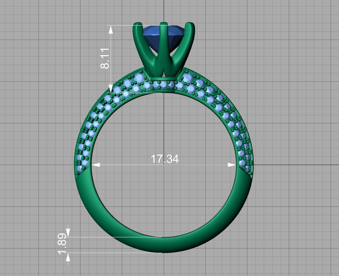 Engagement Ring 1CT STONE  Tring 6claw Ring 3dmodel 3D print model_14