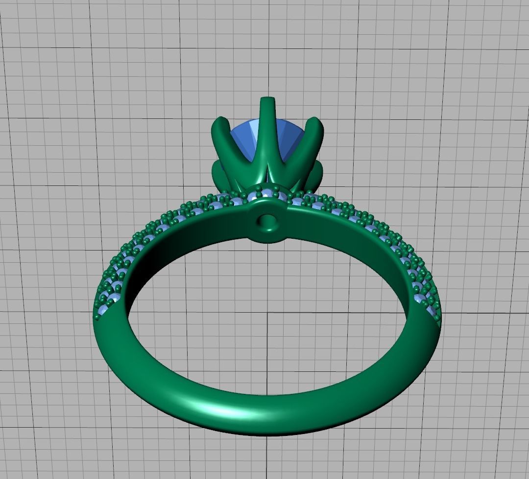 Engagement Ring 1CT STONE  Tring 6claw Ring 3dmodel 3D print model_22