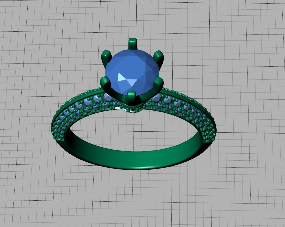 Engagement Ring 1CT STONE  Tring 6claw Ring 3dmodel 3D print model_23