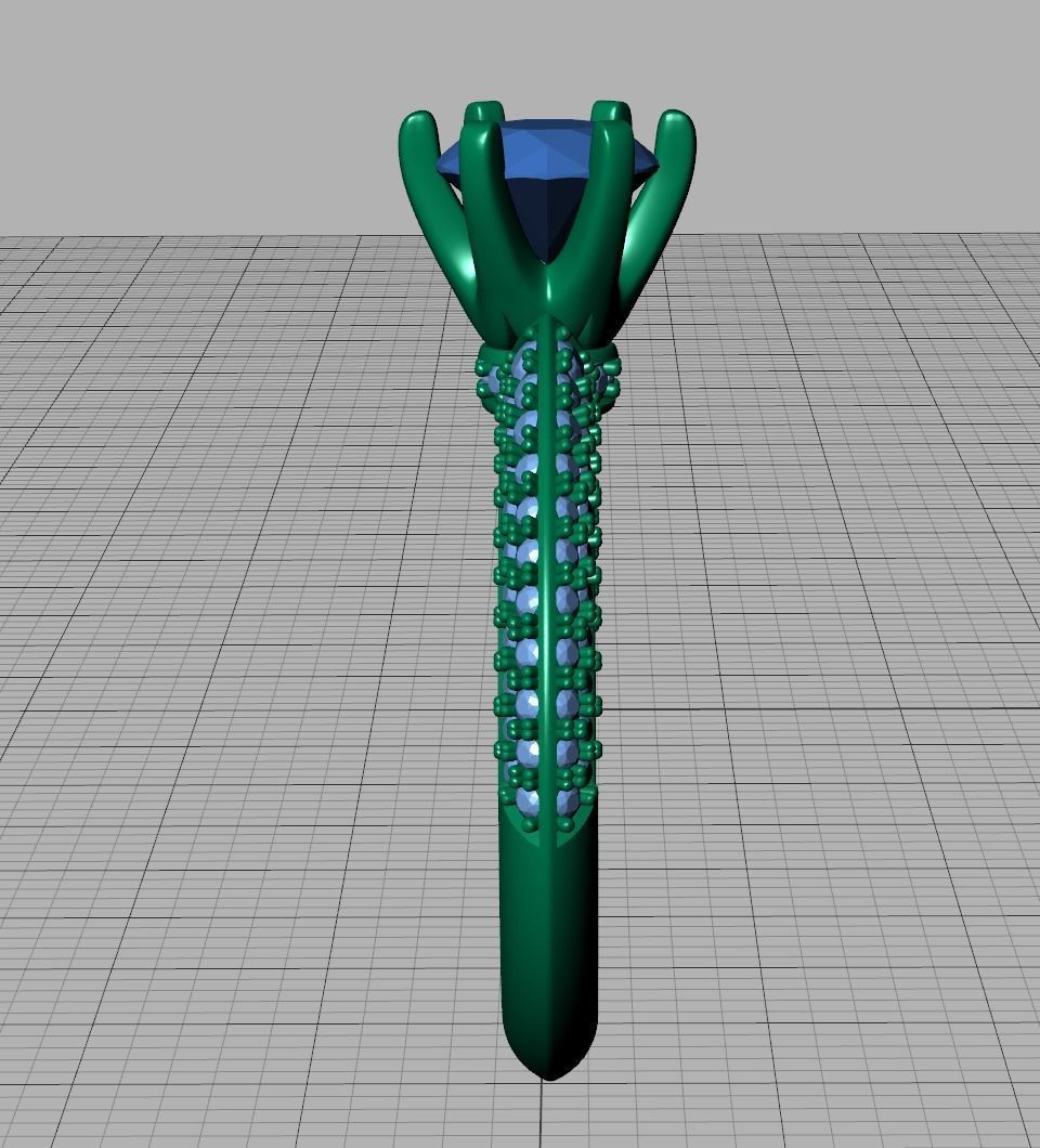 Engagement Ring 1CT STONE  Tring 6claw Ring 3dmodel 3D print model_24