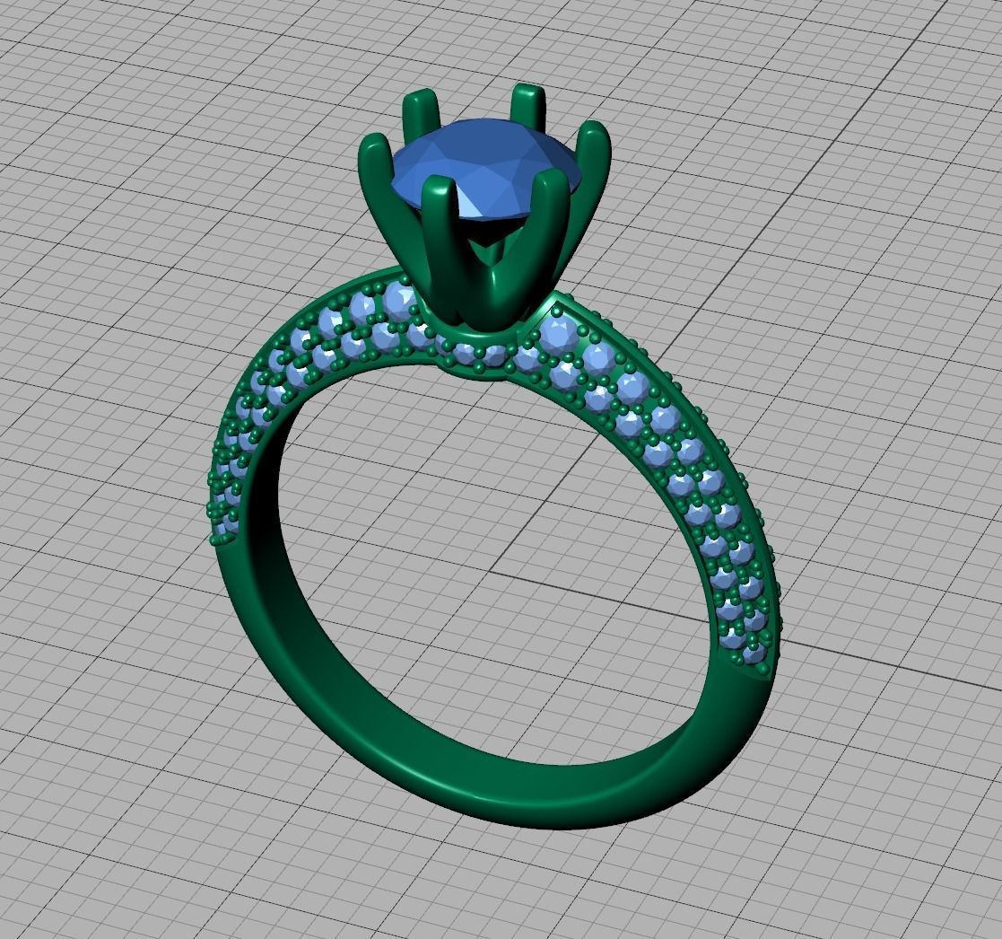 Engagement Ring 1CT STONE  Tring 6claw Ring 3dmodel 3D print model_20
