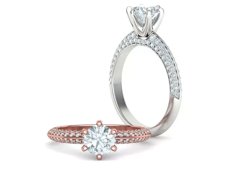 Engagement Ring 1CT STONE  Tring 6claw Ring 3dmodel 3D print model_0