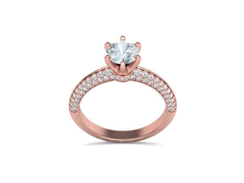 Engagement Ring 1CT STONE  Tring 6claw Ring 3dmodel 3D print model_28
