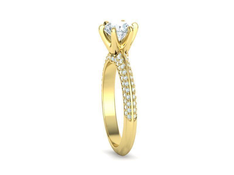 Engagement Ring 1CT STONE  Tring 6claw Ring 3dmodel 3D print model_27