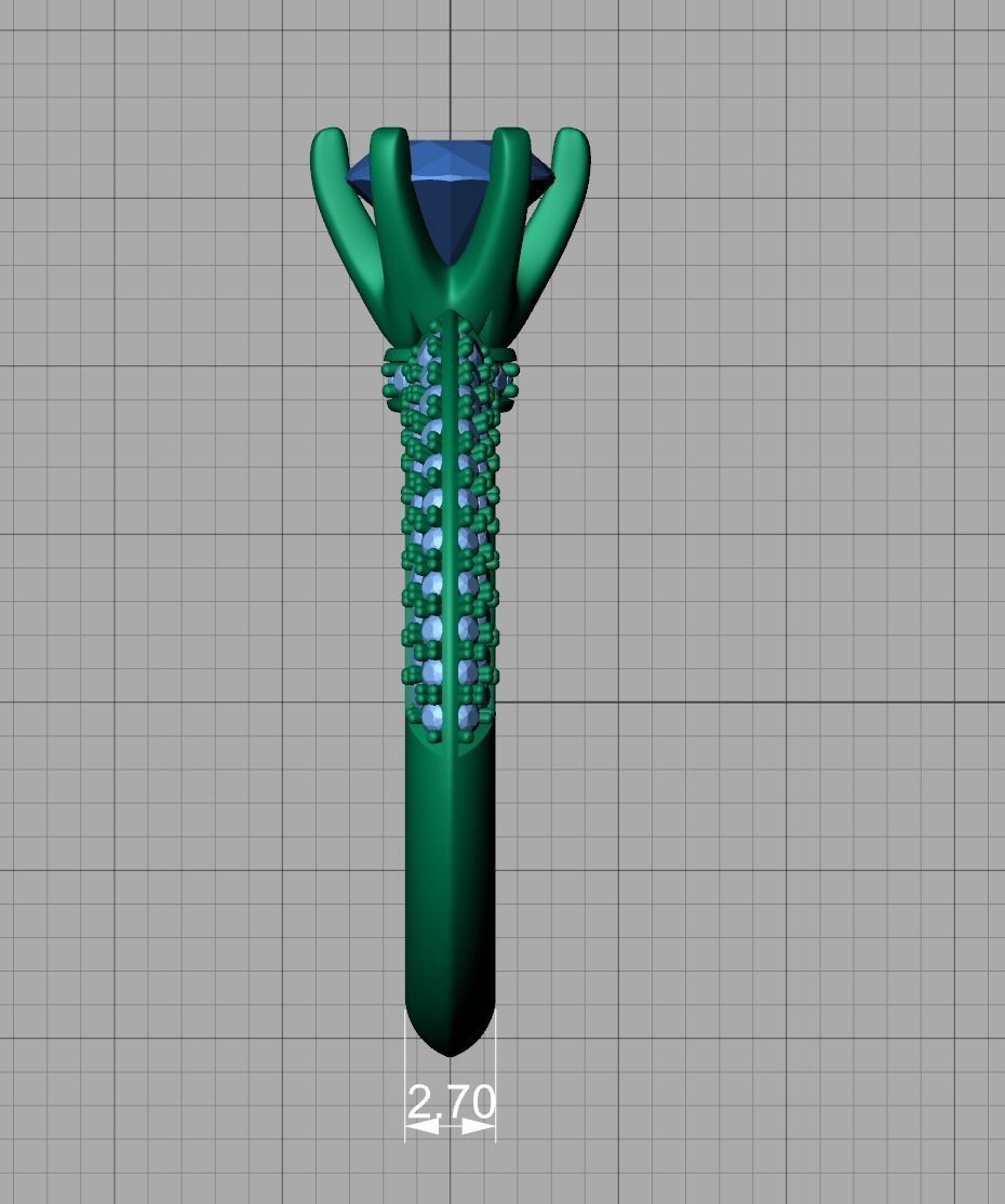 Engagement Ring 1CT STONE  Tring 6claw Ring 3dmodel 3D print model_19