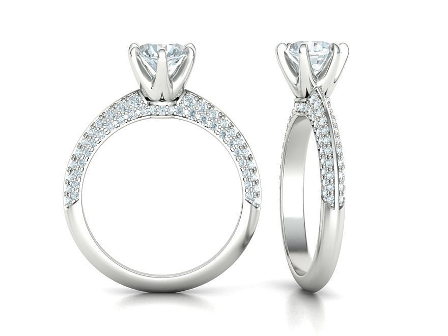 Engagement Ring 1CT STONE  Tring 6claw Ring 3dmodel 3D print model_1