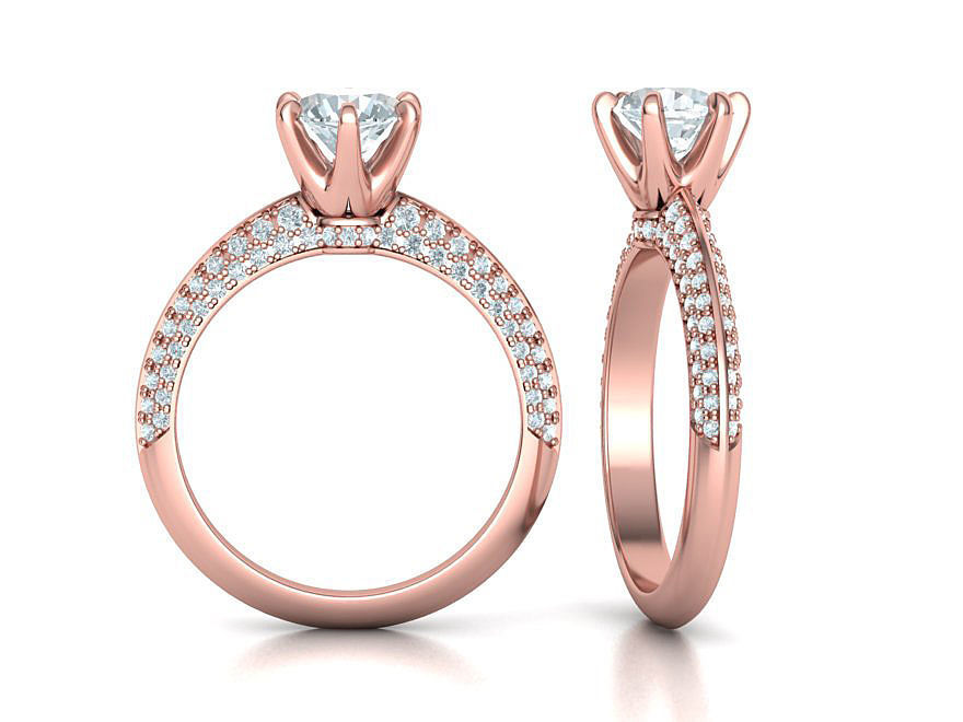 Engagement Ring 1CT STONE  Tring 6claw Ring 3dmodel 3D print model_3