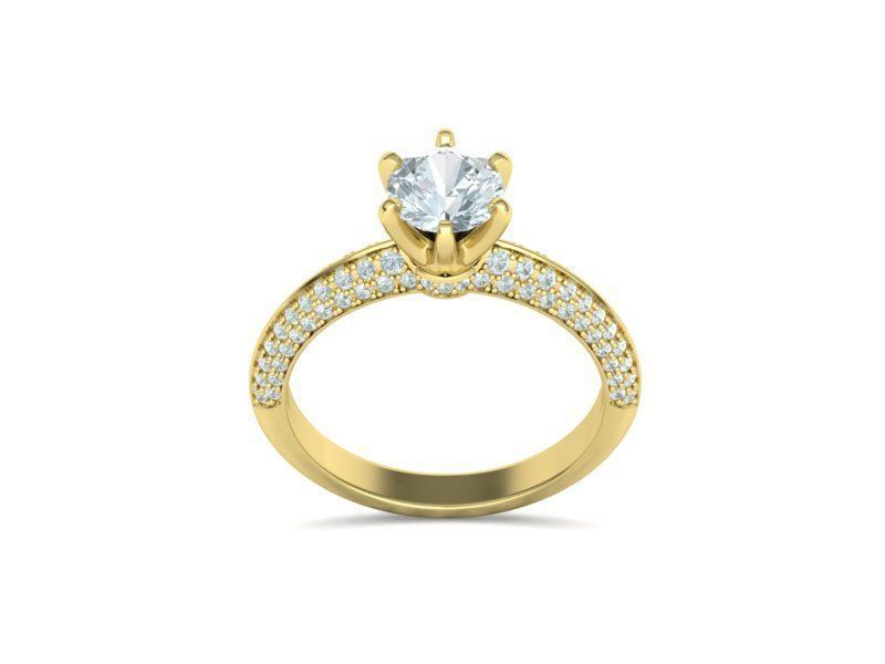 Engagement Ring 1CT STONE  Tring 6claw Ring 3dmodel 3D print model_30