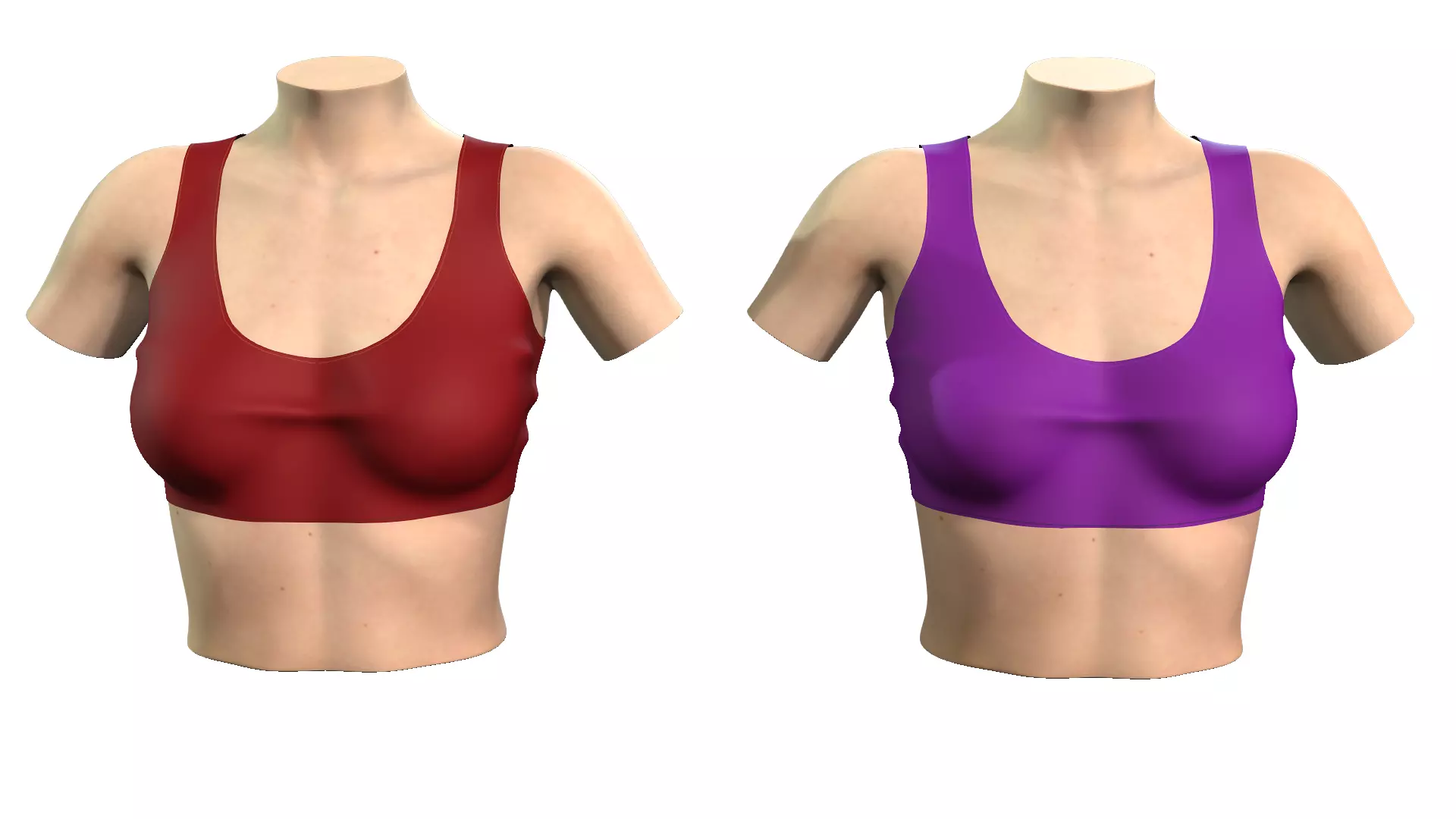 2 in 1 bra top on mannequin 3D model
