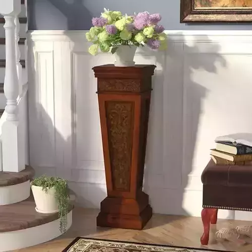 Berkhamsted Square Pedestal Wood Plant Stand Table 3D model