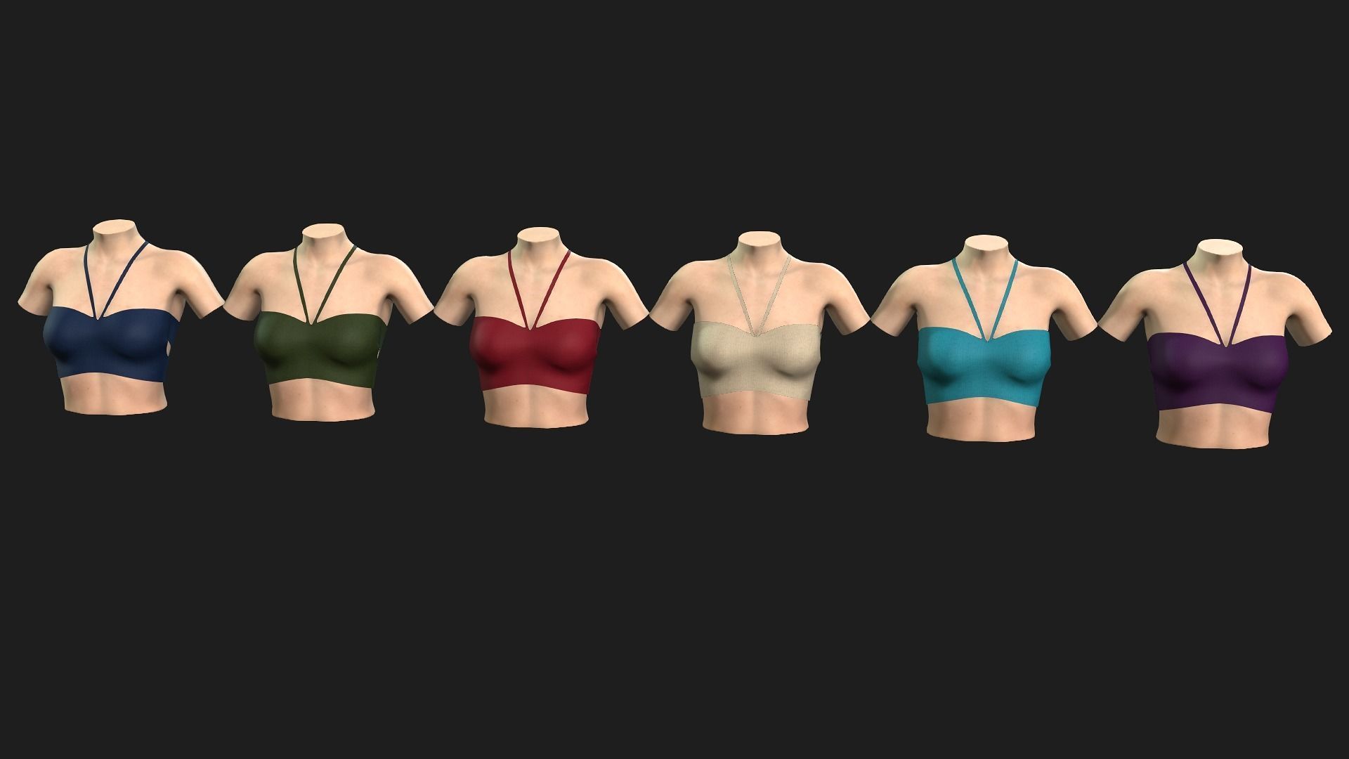 6 in 1 bikini top on mannequin 3D model_1