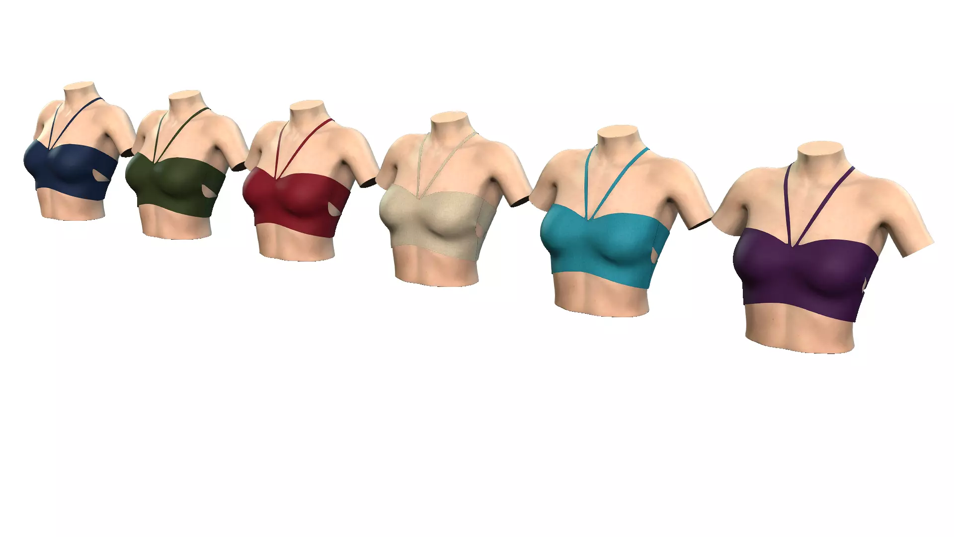6 in 1 bikini top on mannequin 3D model_0