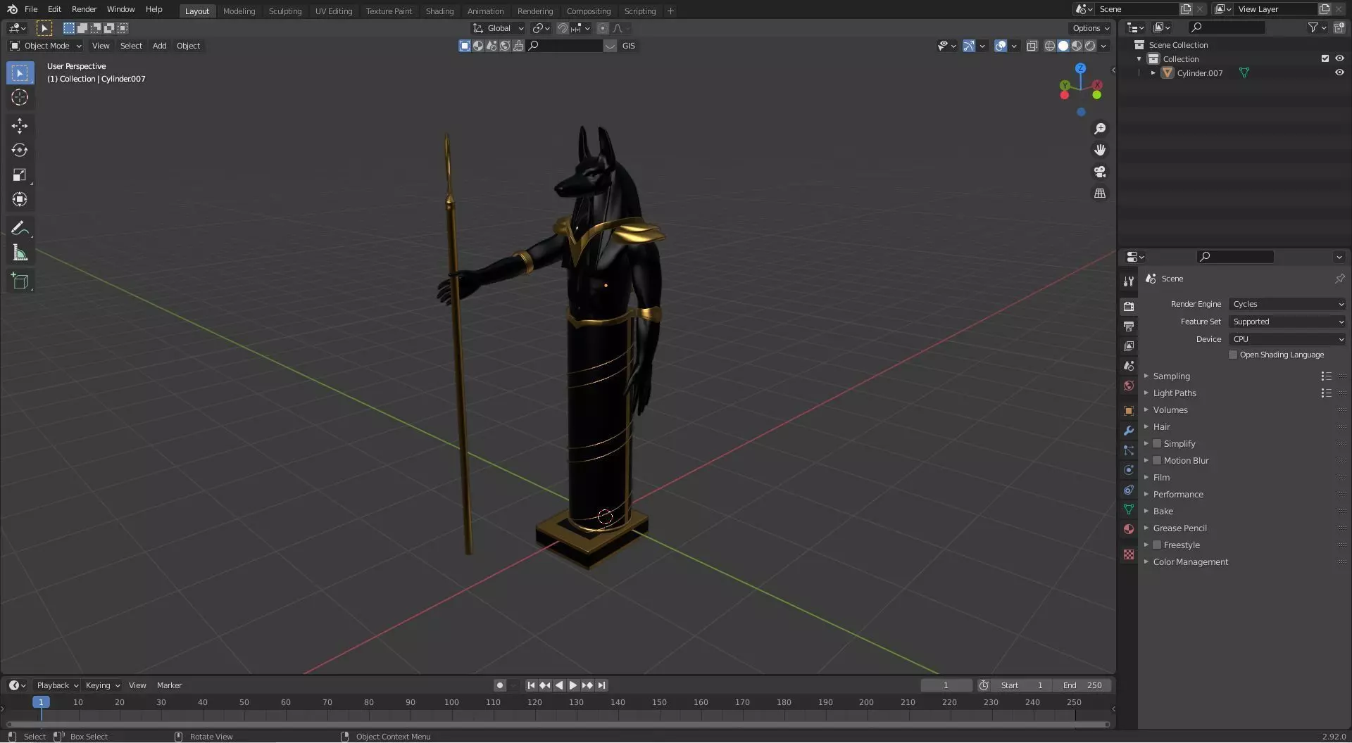 Anubis egyptian statue 3D model_0