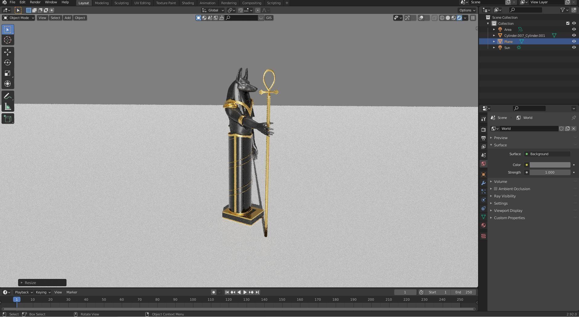 Anubis egyptian statue 3D model_2