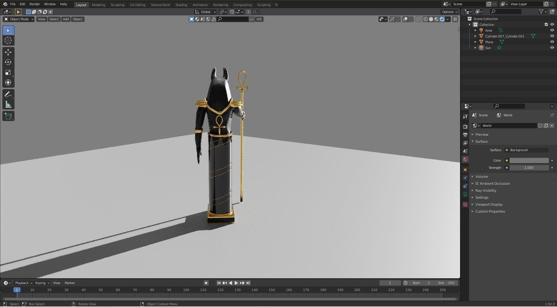 Anubis egyptian statue 3D model_1