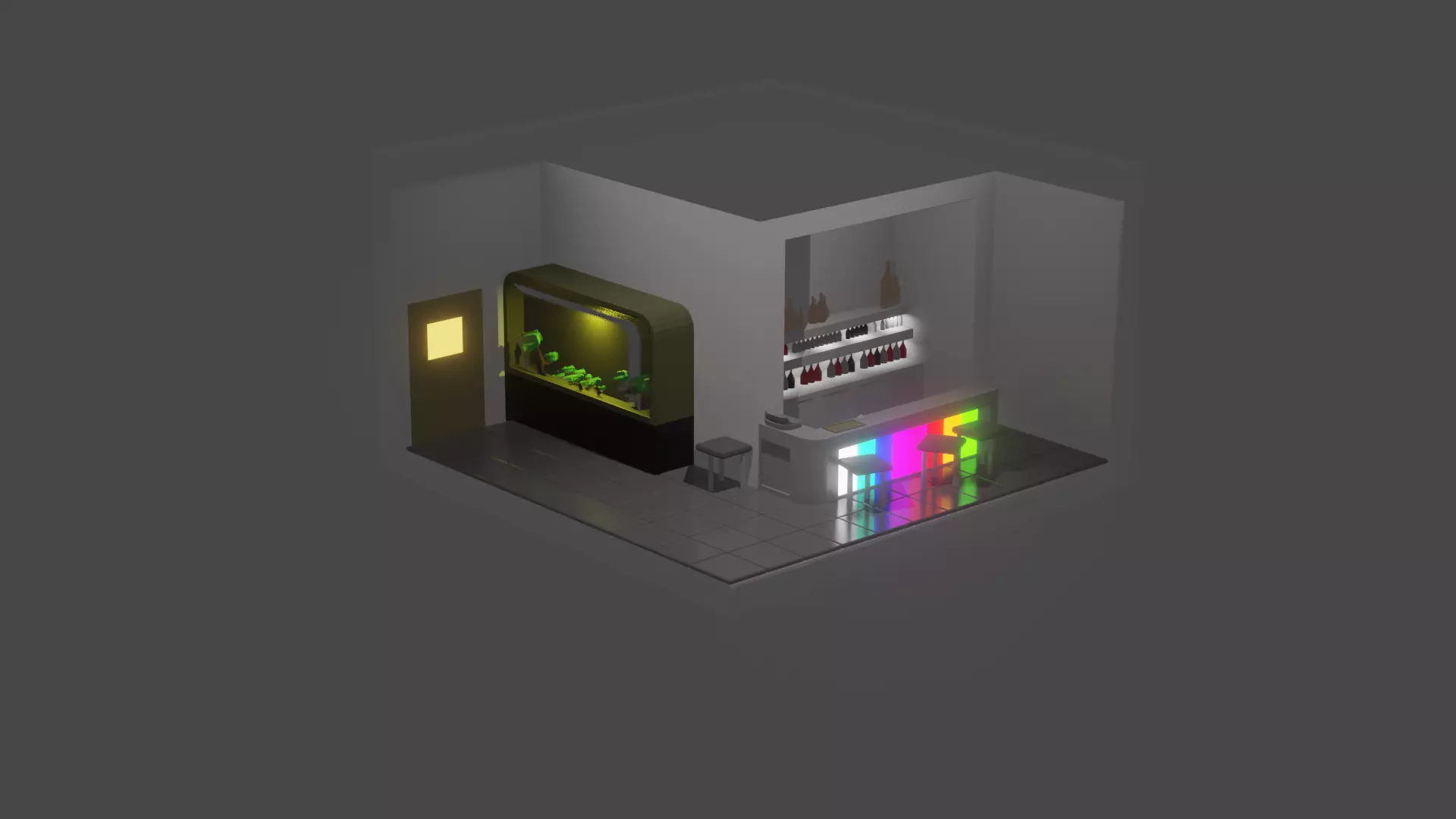The bar room with light in it Free 3D print model