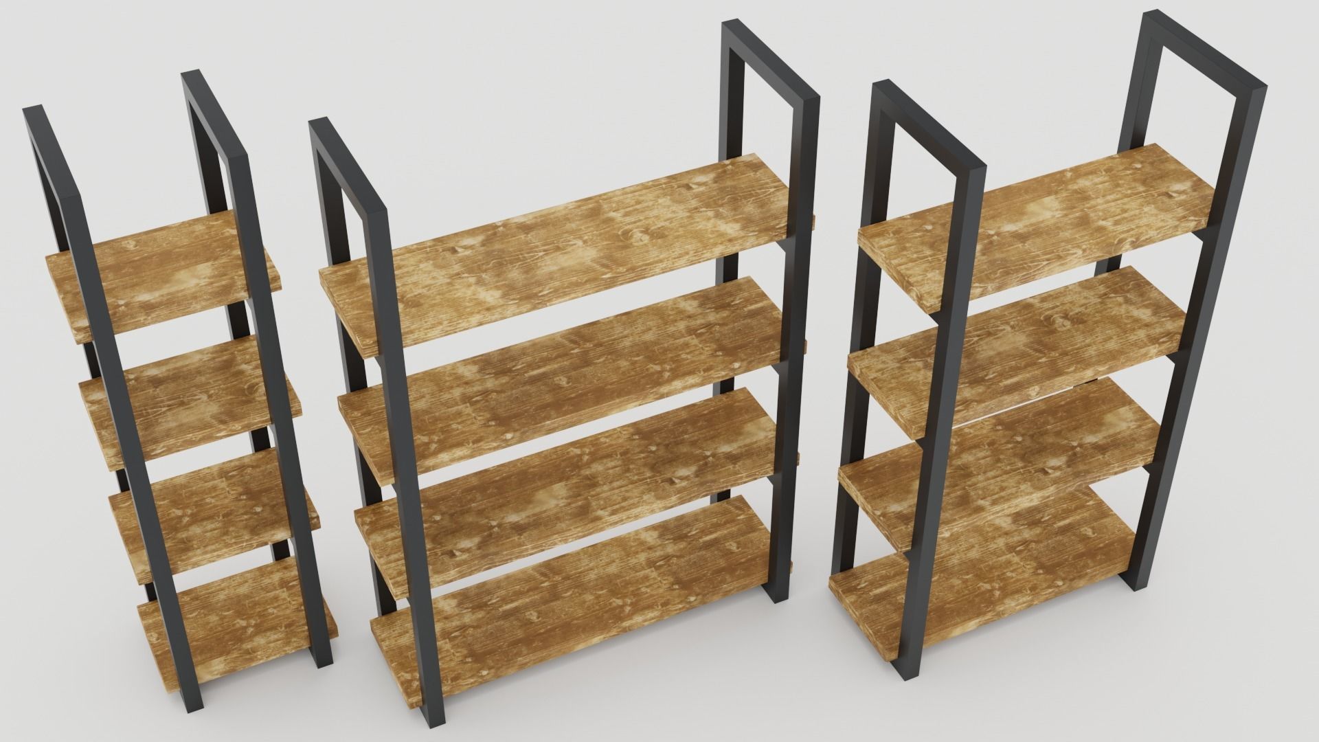 Rustica Series Bookcase Set of 3 pieces 3D model_1