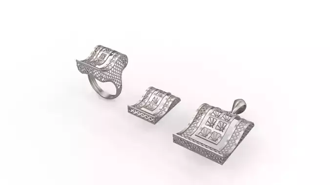 Ultra Vision Modern Fashion Set - Ring Earring and Pendant  