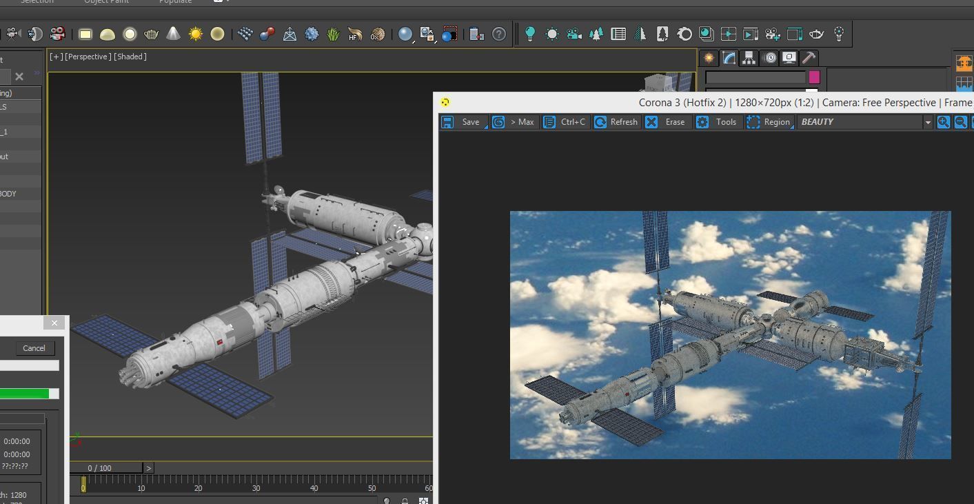 Chinese Space Station Tianhe 3D model_9