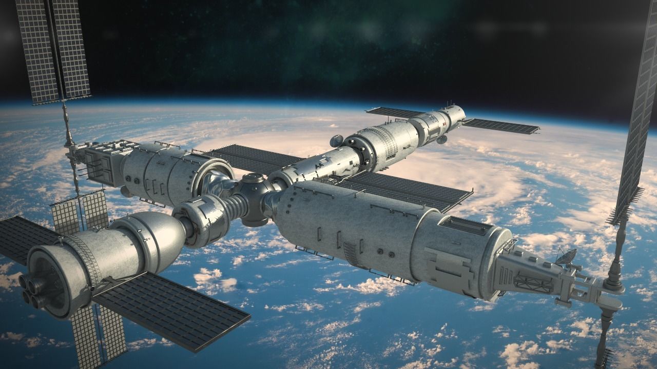 Chinese Space Station Tianhe 3D model_1