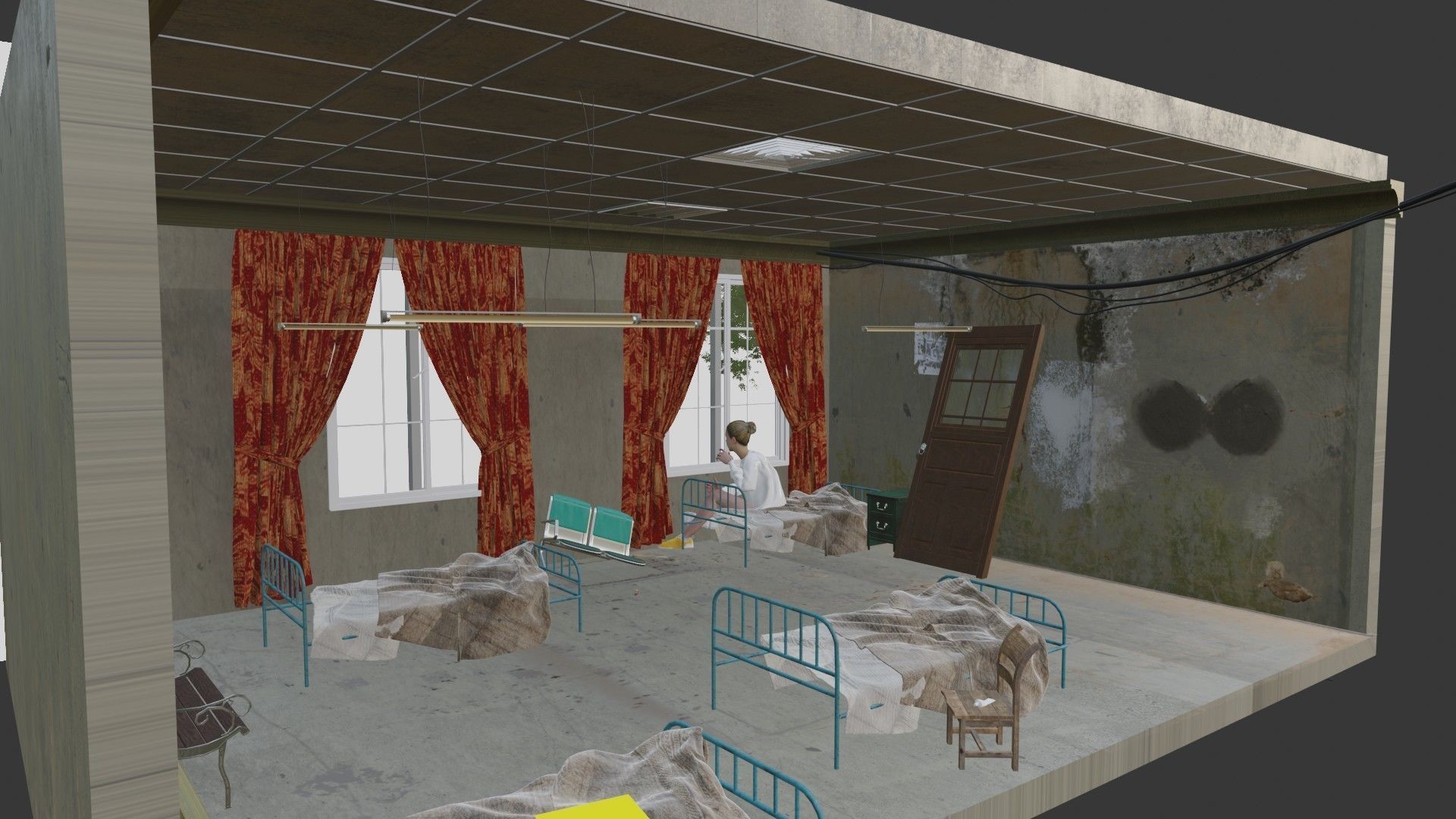 old hospital scene made in blender 3D model_12