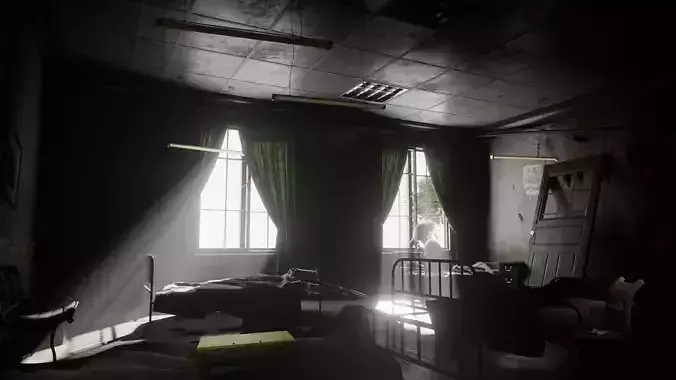 old hospital scene made in blender