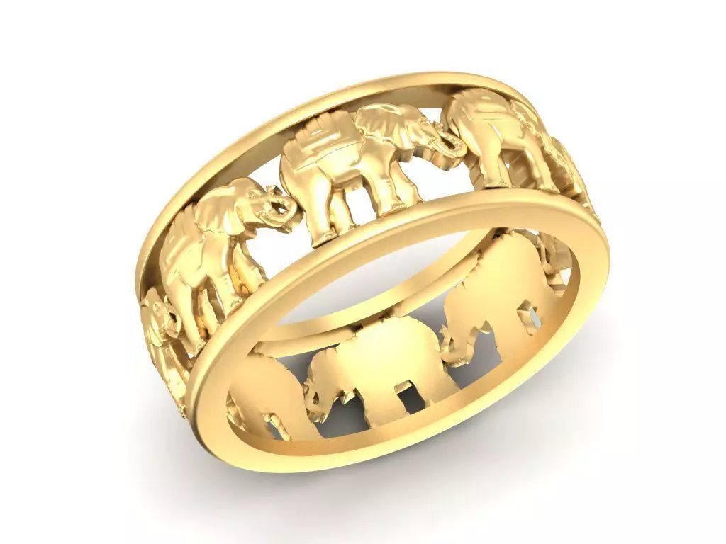3D Model Lucky Elephant Band Ring 899 3D print model_0