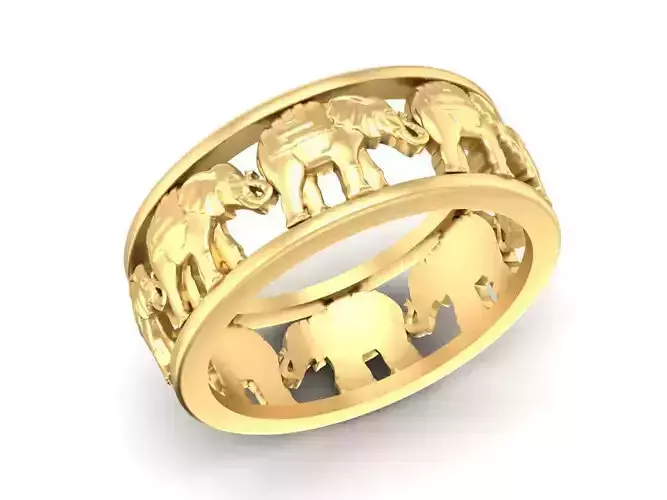 3D Model Lucky Elephant Band Ring 899